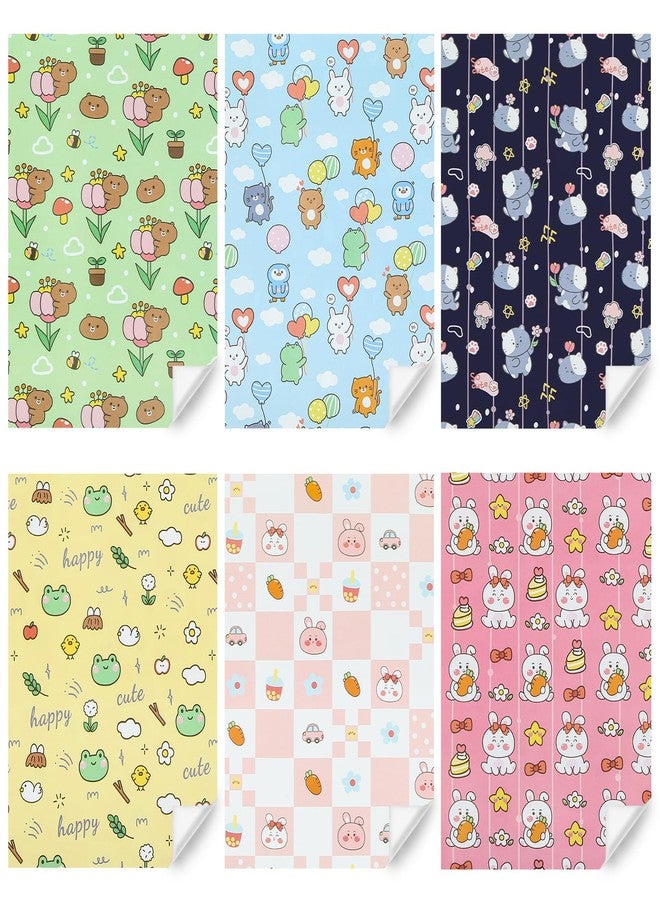 Unigift Colorful Animal Gift Wrapping Paper, 6 Folded Sheets Birthday Wrapping Paper Cute Frog Rabbit Bear Cat Gift Wrap Paper 20x28 inch for Baby Girl Boy Kid Baby Shower Children's Day Christmas Party - Image 3